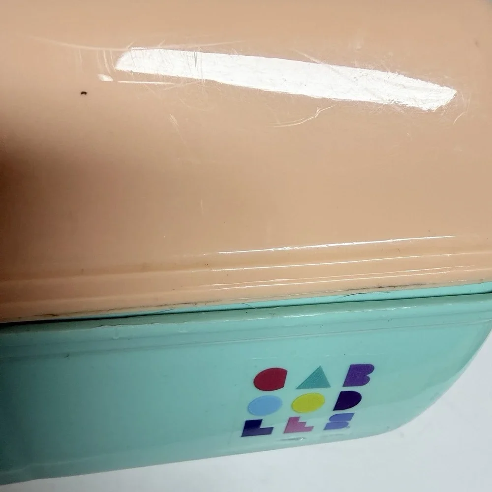Caboodles Pretty in Petite Makeup Case Peach Teal Caddy With Mirror Retro 2 Tier